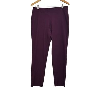 Eileen Fisher NWOT Sz M Pull On Ankle Viscose Crepe Pant Burgundy Elastic Waist
